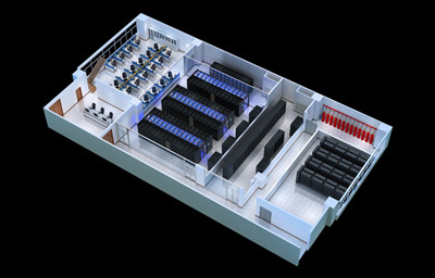 杭州机房UPS效果图制作|某法院机房升级改造鸟瞰图设计图2