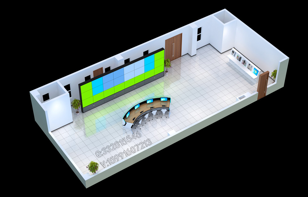 大连指挥大厅小间距拼接屏效果图制作|机房VR全景效果图图2