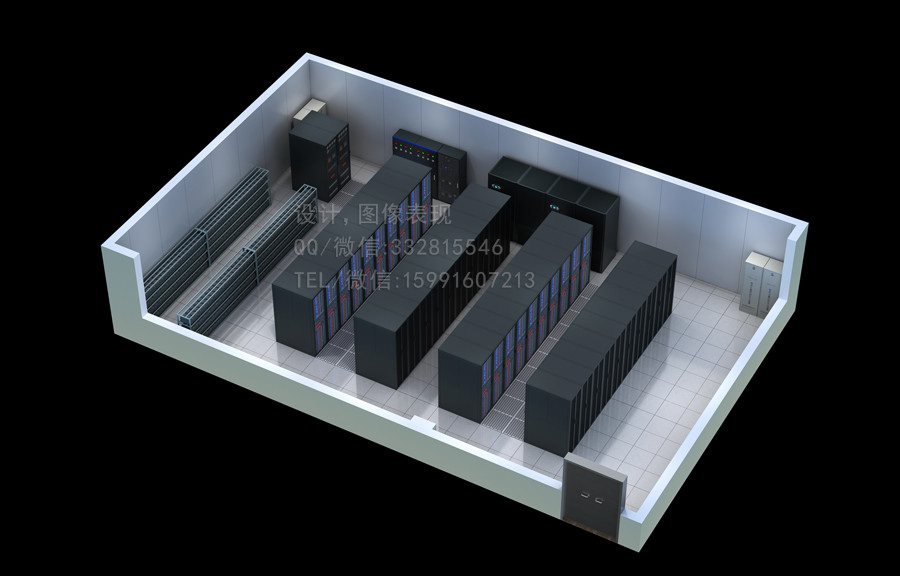 某地中医院中心机房扩容效果图制作_北京机房配电室效果图设计图2