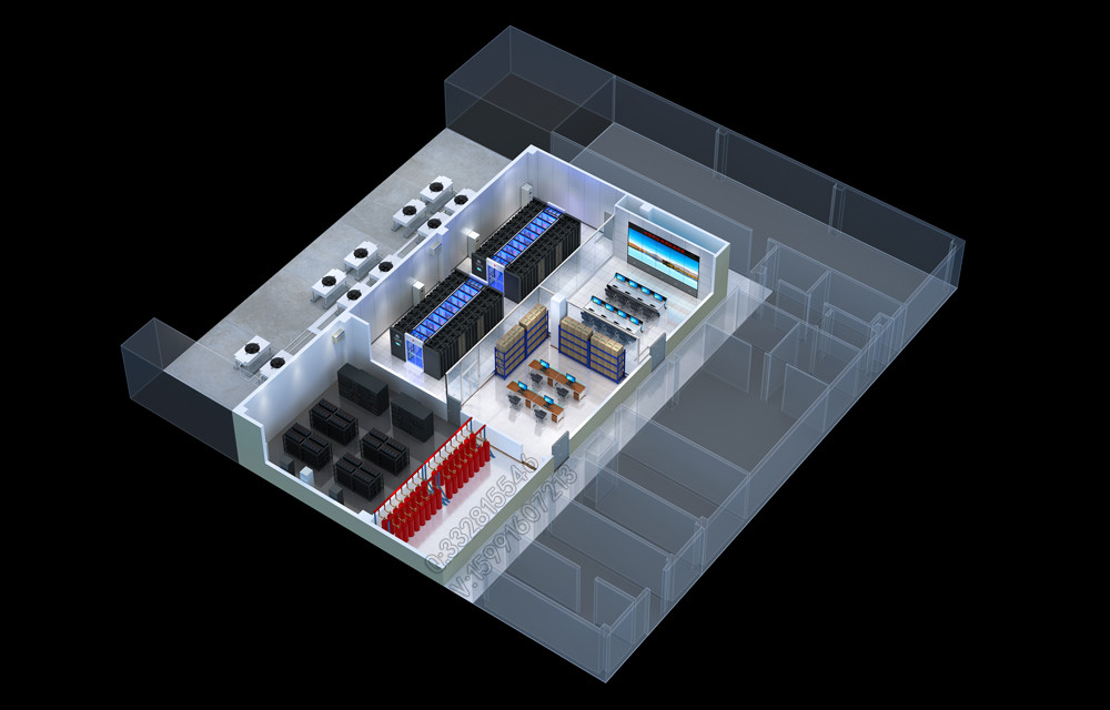贵阳IDC机房装修效果图制作|高校四层规划机房俯视图设计图1